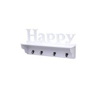 Garderobe murale MENDLER HWC-D41 Happy 4 crochets massifs 30x60x13cm blanc