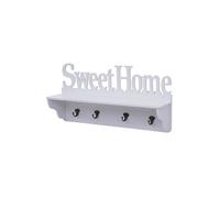 Garderobe murale MENDLER HWC-D41 Sweet Home 4 crochets massifs 30x60x13cm blanc