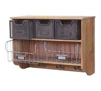 Garderobe murale HWC-A43, étagère, bois de sapin, vintage, patchwork 42x60x24cm