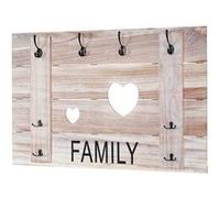 Garderobe murale HWC-C89 Family 8 crochets 60x90cm brun naturel