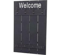 Garderobe murale MENDLER HWC-C89 Welcome planche vestiaire vintage 91x60cm gris foncé Gris