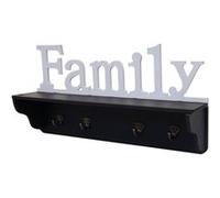 Garderobe murale HWC-D41 Family 4 crochets massifs 30x60x13cm noir blanc