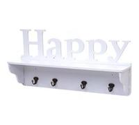 Garderobe murale HWC-D41 Happy 4 crochets massifs 30x60x13cm blanc