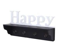 Garderobe murale MENDLER HWC-D41 Happy 4 crochets massifs 30x60x13cm noir blanc