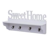 Garderobe murale MENDLER HWC-D41 Sweet Home 4 crochets massifs 30x60x13cm blanc