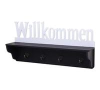 Garderobe murale MENDLER HWC-D41 Willkommen 4 crochets massifs 30x60x13cm noir blanc