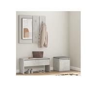 vidaXL Ensemble de Meubles de Couloir Banc d'Entrée Siège Panneau de Portemanteau Meuble de Rangement Intérieur Gris Béton 3082048