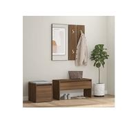 Garderobe set bewerkt hout bruin eikenkleur3120196