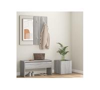 vidaXL Ensemble de Meubles de Couloir Banc d'Entrée Boîte de Rangement Miroir de Coiffeuse Porte-manteau Sonoma Gris Bois 3120198