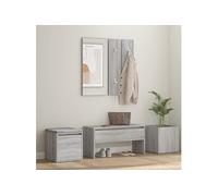 Garderobe set bewerkt hout grijs sonoma eikenkleurig3120201