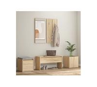 vidaXL Garderobe set bewerkt hout sonoma eikenkleurig3082065 Beige G