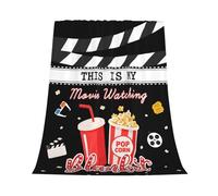 GardEssere Jeté de lit en flanelle avec inscription « This Is My Movie Watching » - Cadeau amusant pour les amateurs de films - Motif dessin animé amusant - Pour canapé - Pour hommes, femmes, garçons