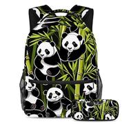 Gardez une longueur d'avance avec notre ensemble de 2 cartables, sac à dos de grande capacité et trousse à crayons, parfait pour les garçons, les filles et les adolescents, panda mignon dessin animé,
