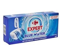 Gardez vos WC propres et sans tartre grâce au bloc WC Anti-Tartre Eau Bleue CARREFOUR EXPERT, format x2 de 40 g - Lot de 4