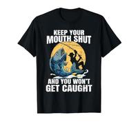 Gardez Votre Bouche fermée et Vous ne serez Pas Pris en pêche T-Shirt Graphique avec Valeur, Homme, Noir, XL