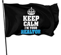 Gardez votre calme, je suis votre drapeau d'agent immobilier 0,9 x 1,5 m Impression sur un côté Bannière de drapeau de famille de bienvenue