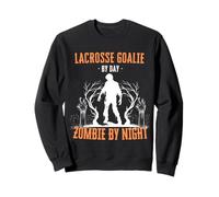 Gardien de But de Crosse par Jour Zombie la Nuit Amusant Halloween Effrayant Sweatshirt