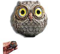 Gardien du Hibou Porte-Bonheur-Le Sage observateur du Feutre, Figurines d'animaux de Hibou réalistes, Mini Statue de Hibou Porte-Bonheur pour Les Amateurs de Poker (Jaune)