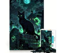 Gardien du Monde Souterrain︰ Le Chat du cimetière Puzzle de 1000 pièces pour Adultes Jeu d'entraînement cérébral Anti-Stress pour Les fêtes (38x26cm)
