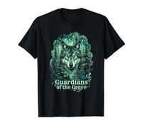 Gardiens du Bosquet Loup Forêt Bois Nature Art T-Shirt Graphique avec Valeur