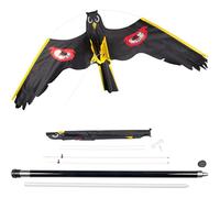 Gardigo® Cerf-Volant Anti-Oiseaux avec Mât Télescopique 9 m - Épouvantail Volant Rapace - Répulsif Naturel pour Jardin, Verger, Étang - Contre Corbeaux, Pigeons, Mouettes et Autres Oiseaux