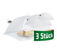 Gardigo® Cloche Alimentaire Pliable Lot de 3 Couvercle Anti-Insectes | Protection Anti-Mouches, Insectes, Moustiques | Pratique pour l'Extérieur, Maison, Barbecues, Pique-Niques| (Blanc)