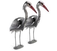 Gardigo® Lot de 2 Figurines en Forme de Héron | Effaroucheurs d'oiseaux | Anti Heron pour Bassin | Défense Contre Les Hérons avec Piquet pour Une Fixation Sécurisée I Statue de Déco Héron