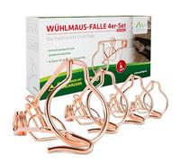 GARDIGO® Piège à Campagnols - Lot de 4 | Forme Bavaroise en Cuivre | 5,5 x 8 x 15,5 cm | Pièges Réutilisables pour Éliminer Les Campagnols | Anti-Campagnols pour Jardin & Potager