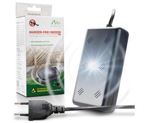 Gardigo® Répulsif Anti Martres Intérieur LED, Répulsif Ultrason Anti-Martres Fouines Renards Ratons Laveurs et Rongeurs, 230V Prise Secteur, Flash LED, Variations de fréquences.