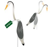 Gardigo® Répulsif Héron - Set de 2 | Figurine de Héron Réaliste pour Bassin | Protection Anti-Oiseaux de Jardin | Tournant avec Le Vent | Idéal Étang, Pelouse, Massif