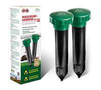 GARDIGO® Répulsif Taupes Basic - Lot de 2 | Ultrasons 400-1000 Hz | Protection Jusqu’à 700 m² | Anti-Taupe pour Jardin & Gazon | Fonctionne à Piles | Éloigne Taupes & Campagnols