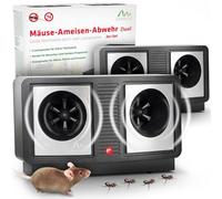 GARDIGO® Répulsif Ultrason Anti-Fourmis, Anti-Rongeurs, Souris, Rats -Set de 2 Pièces | Efficace pour Repousser Les Fourmis dans la Maison, Le Jardin | Fréquence réglable | Intérieur & Extérieur.