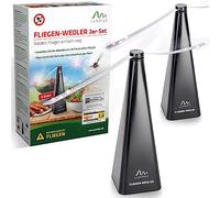 GARDIGO® Ventilateurs Anti-Mouches de Table Lot de 2 - Répulsif Naturel sans Produit Chimique pour Repas, Barbecue, Pique-Nique - avec Pales Holographiques Souples & Sûres