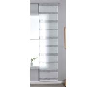 Gardinenbox 202460P_AMA Rideau Coulissant Semi-Transparent avec Chariot de Panneaux H x l : 245 x 60 cm - Gris « Francfort » - Reliure en Lin - Motif Lignes - Indéformable et Robuste