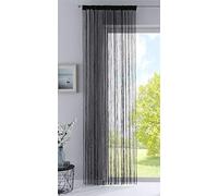 Gardinenbox 20303CN Rideau Fils, H x l : 250 x 140 cm, en Noir, avec Tunnel de Passage et Bande à Volants Cousue, Convient aux perches et tringles à Rideaux, Store à Fils, séparateur de pièces