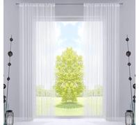 Gardinenbox 20303CN2 Lot de 2 Rideaux à Fils Blanc 250 x 140 cm avec Passe-Tunnel et Ruban fronceur Cousu pour tringles et Rails de Rideaux