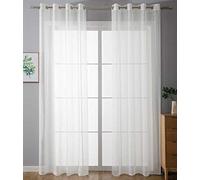 Gardinenbox 20332-cn2 Lot de 2 Rideaux à œillets Transparent Uni 100% Polyester Blanc 225 x 140 cm
