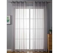 Gardinenbox 20332-cn2 Lot de 2 Rideaux à œillets Transparent Uni 100% Polyester Gris 245 x 140 cm