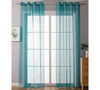 Gardinenbox 20332-cn2 Lot de 2 Rideaux à œillets Transparent Uni 100% Polyester Turquoise H 175 x l 140 cm