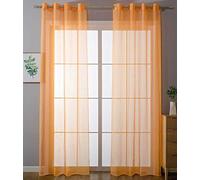 Gardinenbox 20332-cn2 Lot de 2 Rideaux à œillets Transparent « Uni » H x l 225 x 140 cm Orange Stores Rideau à œillets Finition Ruban pour Salon