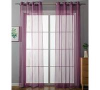 Gardinenbox 20332-cn2 Lot de 2 Rideaux à œillets Transparents « Uni » 225 x 140 cm Lilas Stores Rideau à œillets Finition Plomb pour Salon