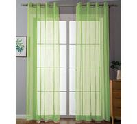 Gardinenbox 20332-cn2 Lot de 2 Rideaux à œillets Transparents Uni pour Salon 100% Polyester Vert Pomme 245 x 140 cm
