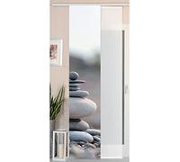 Gardinenbox 80400 Lot de 2 Rideaux coulissants Aspect Soie Sauvage et Panneau Voile Gris Pierre 245 x 45 cm