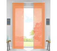 Gardinenbox 85589N2 Lot de 2 Rideaux coulissants avec Barre de lestage Orange H x l 245 x 60 cm