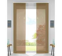 Gardinenbox 85589N2 Lot de 2 Rideaux coulissants en Nougat avec Rail de lestage 245 x 60 cm