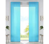 Gardinenbox 85600N2 - Lot de 2 Rideaux coulissants en Microfibre - avec Chariot de Panneau et Barre de lestage - Turquoise Mat - 245 x 60 cm (H x l)