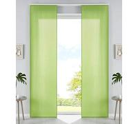 Gardinenbox 85600N2 - Lot de 2 Rideaux coulissants en Microfibre - avec Chariot de Panneau et Barre de lestage - Vert Pomme Mat - 245 x 60 cm (H x l)
