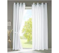 Gardinenbox Berlin 20405N2 Lot de 2 Rideaux à œillets Blanc Opaque Microsatin translucide Uni Mat 245 x 140 cm