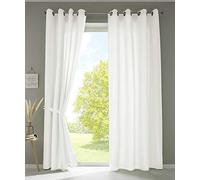Gardinenbox Berlin 20405N2 Lot de 2 Rideaux à œillets Crème Opaque en Micro-Satin translucide uni Mat 245 x 140 cm