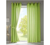 Gardinenbox Berlin 20405N2 Lot de 2 Rideaux à œillets en Microfibre Opaque Vert Pomme 225 x 140 cm